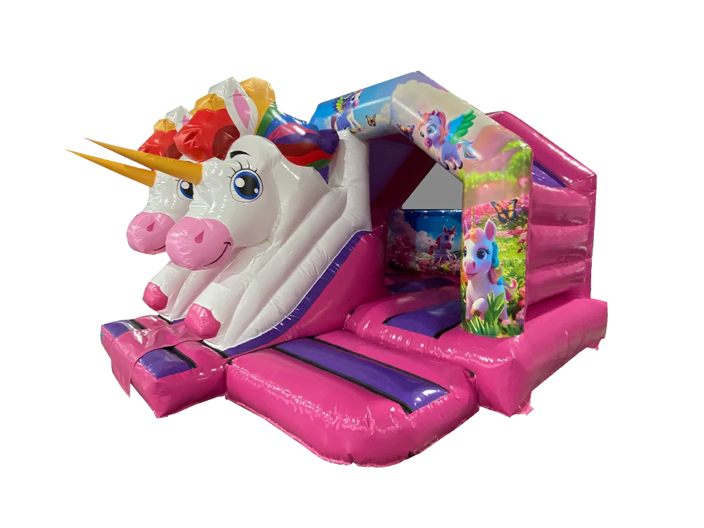Inflable Unicornio Mágico 3D rosa